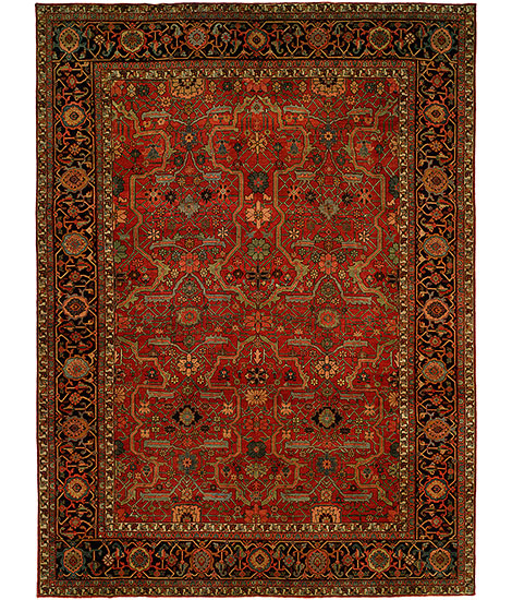 Antique Heriz  104 Red - Blue