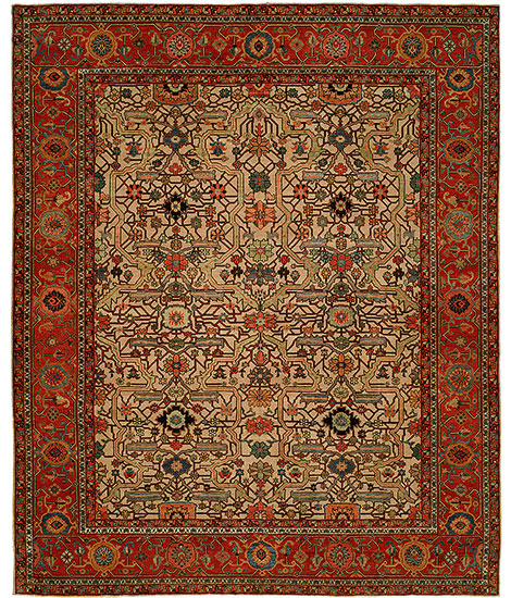 Antique Heriz  109 Ivory - Red