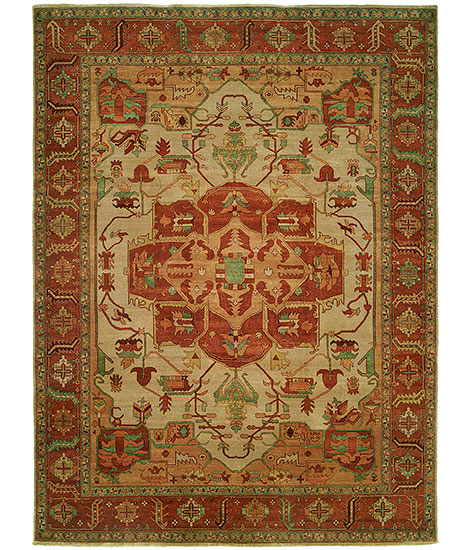 Antique Heriz  113 Ivory - Rust